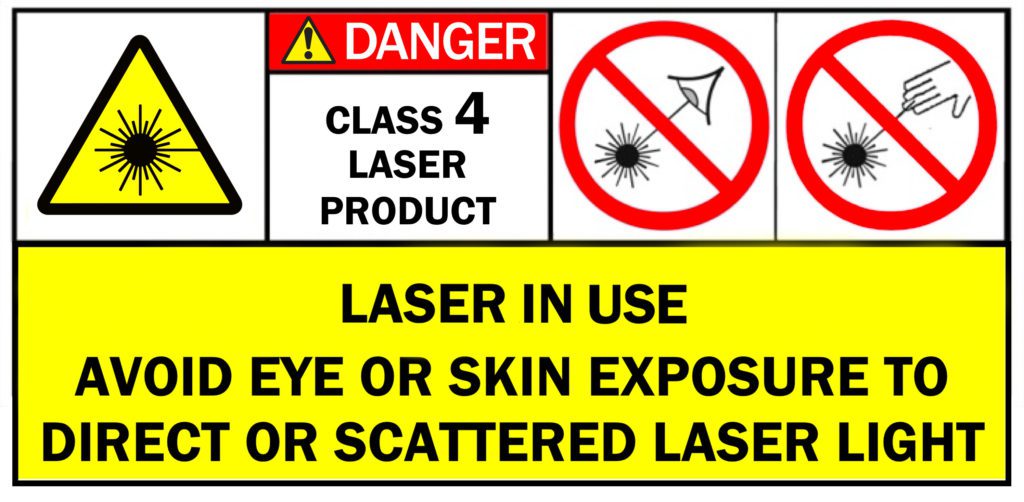 A laser safety warning sign.