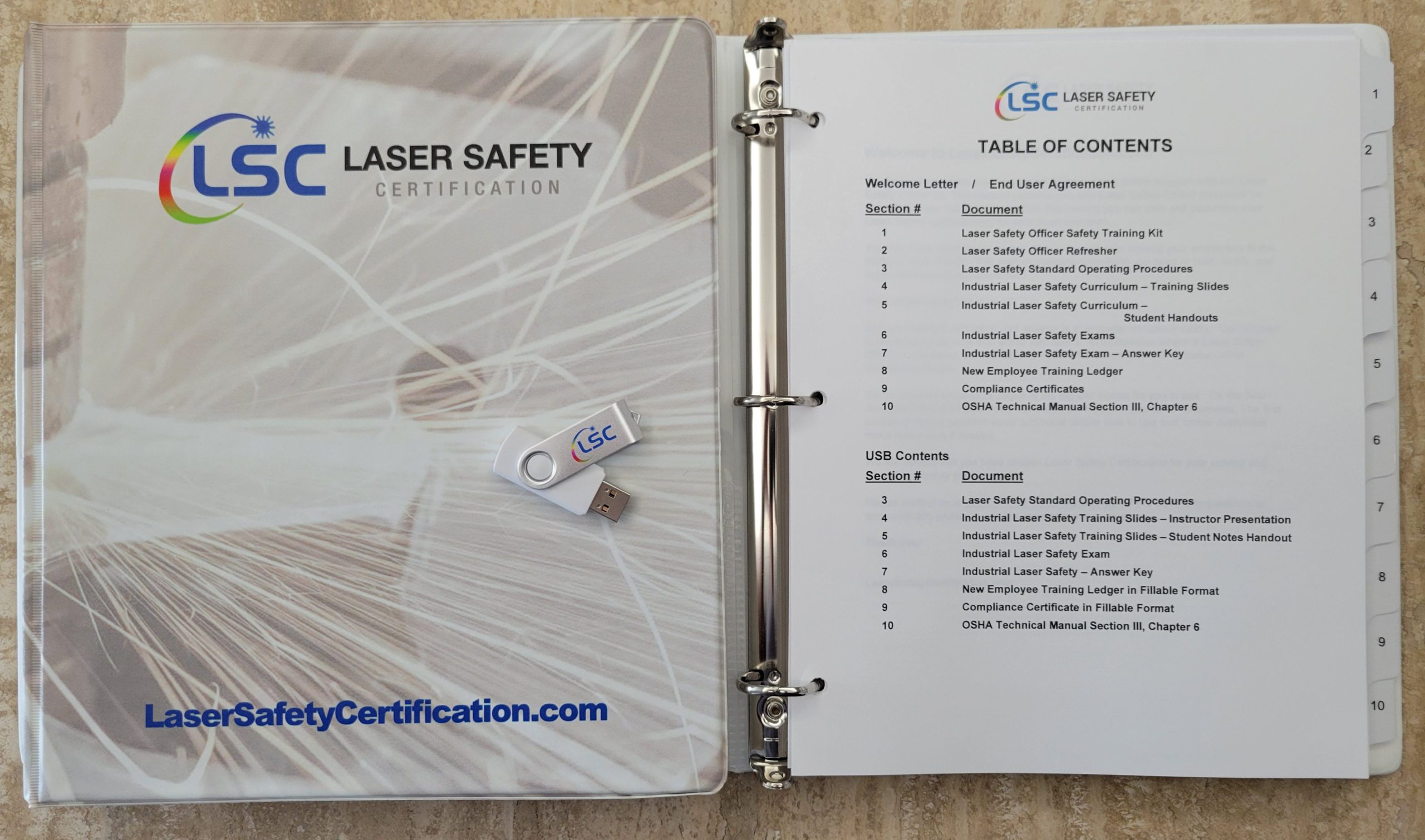 industrial laser safety training kit binder and usb