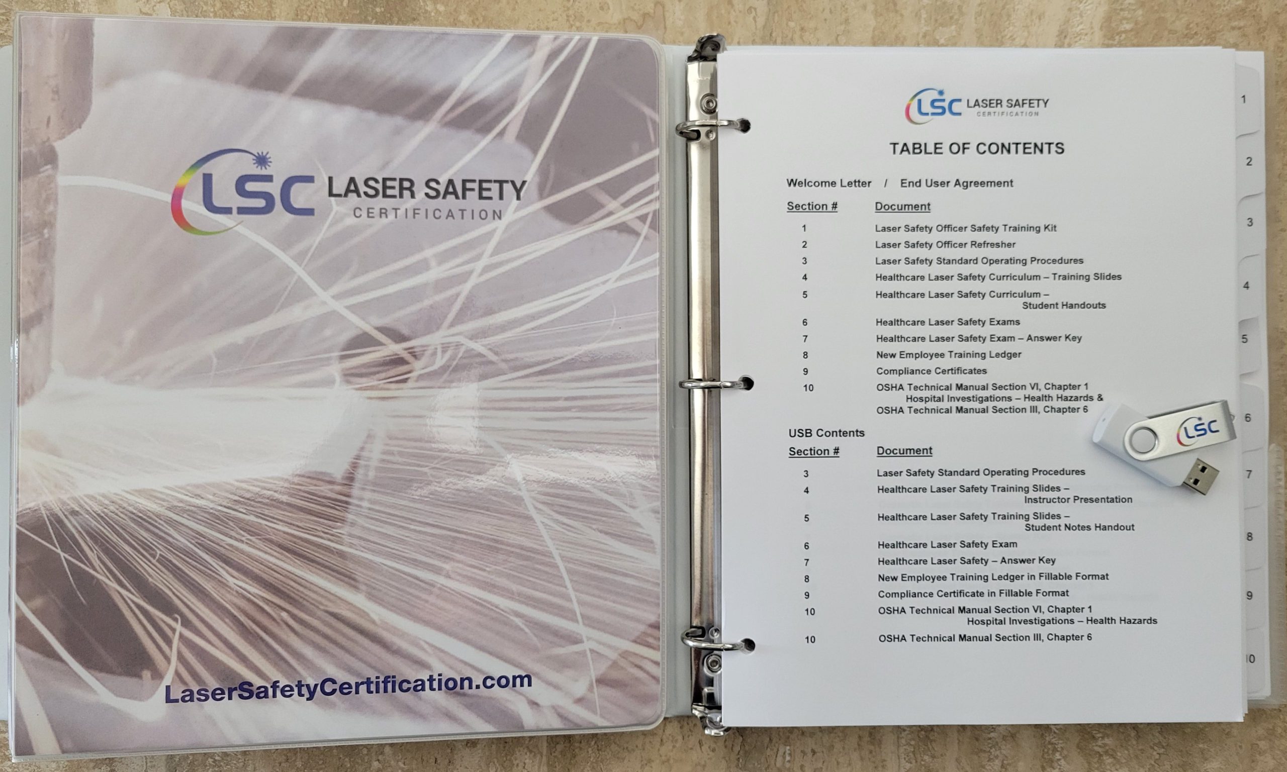 healthcare laser safety training kit binder and usb