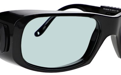 Black smart glasses with integrated camera on the left side.